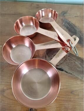 Set of 4 Copper Measuring Cups - Stainless‎ Steel, Nesting, Modern Farmhouse